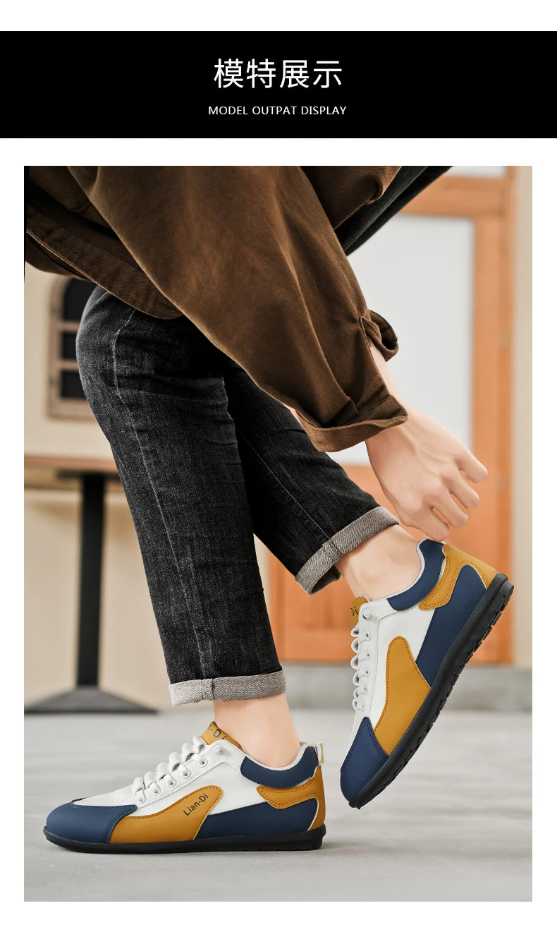 Niedrig geschnittene Herrenschuhe, große Größen, neue Frühlings- und Herbstmodelle, atmungsaktive Leder-Freizeitsportschuhe, weiche Sohle, rutschfest, Herren-Sneaker zum Autofahren. – Detail 10