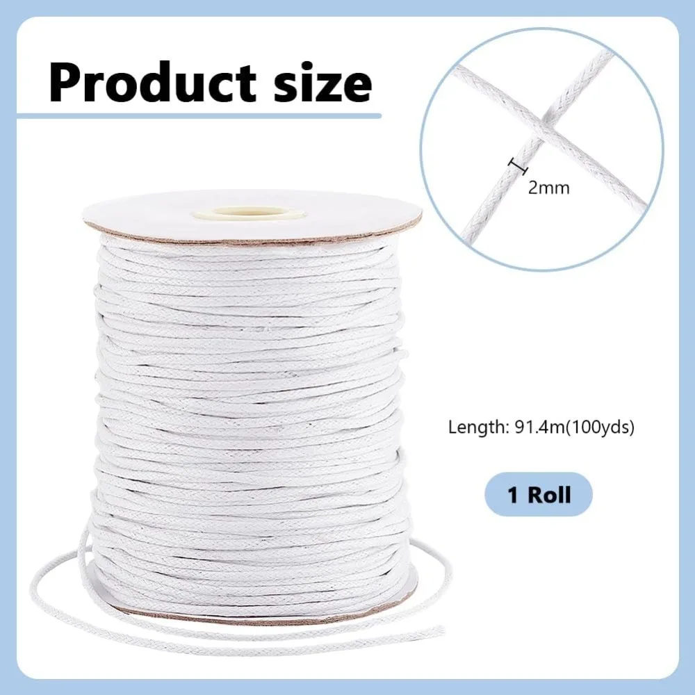2mm ed Cord 100 Yards White ed Cotton Threads  Cord ed Beading Thread String Twine for DIY Bracelet Necklace