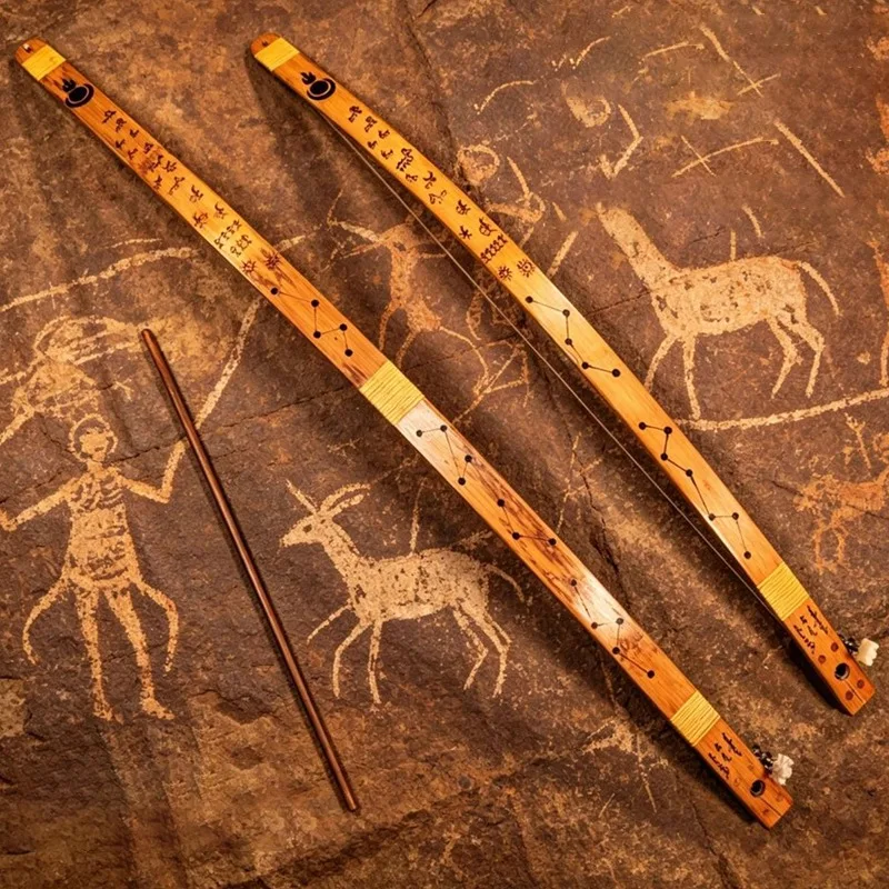 Bamboo Musical Bow 80/100CM Handmade Musical Bow Traditional Nomadic Single‑string Yikle Professional Performance Ethnic Kikili