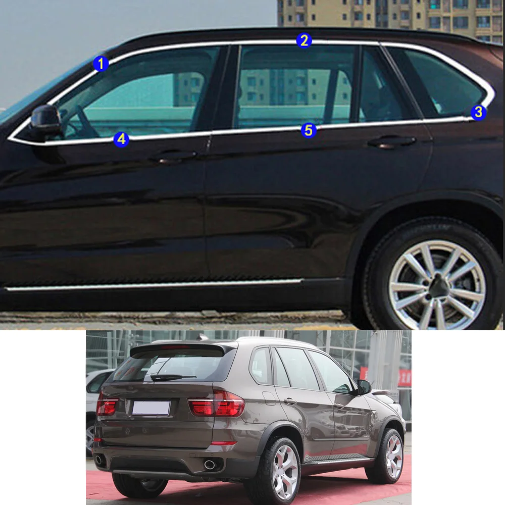 

For BMW X5 xDrive 30i 35i 2008 2009 2010 2011 2012 2013 Car Sticker Garnish Pillar Window Middle Strip Trim Frame Hoods