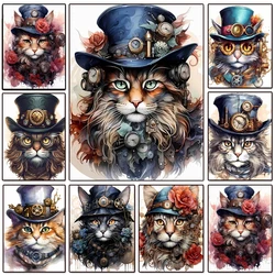 DIY 5D Diamond Painting Steampunk Animal Full Round Square Diamond Embroidery Mosaic Machines Dog Cat Rabbit Cross Stitch G627
