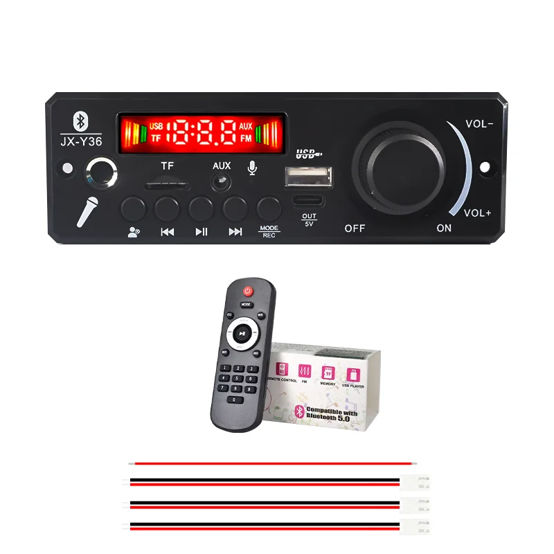 5PCS/10PCS 200W Car Equalizer Amplifier Module Board 2*100W Stereo Amplifier with Bluetooth DC 8V-26V FM USB TF AUX Mic