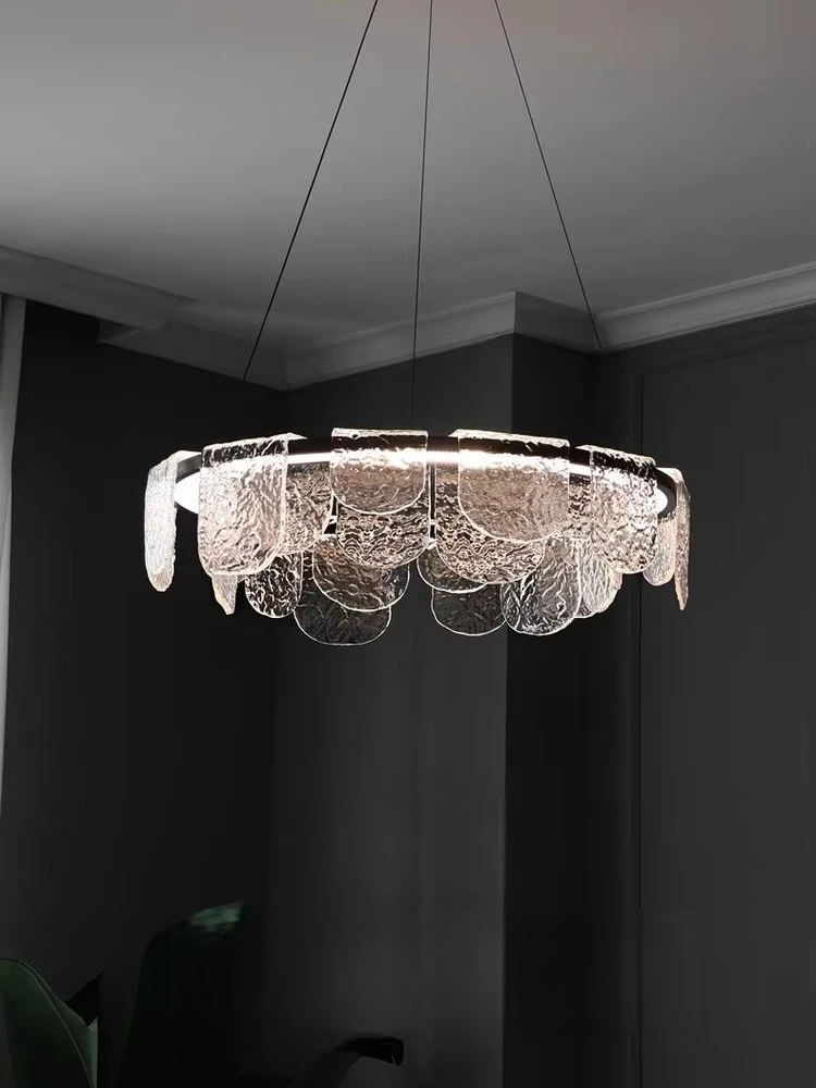 

Luxury Living Room Led Chandelier Creative Ice Silk Glass Lamp Home Decoration Dining Room Main Light Bedroom Lighting Fixture