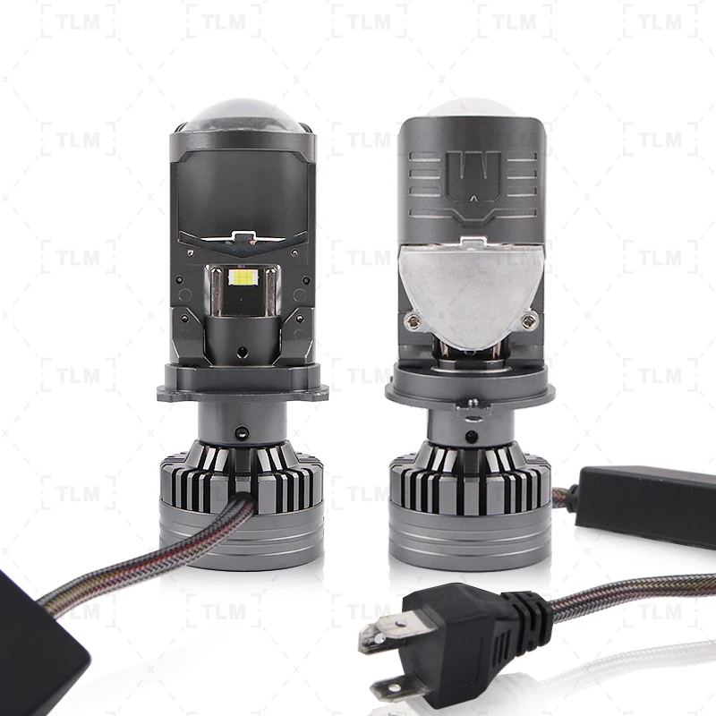 T90 H4 LED Headlights Bi LED Projector Mini Lens High Low Beam H4 LED White 6000K High-Power 12V H4 Car LED Bulb