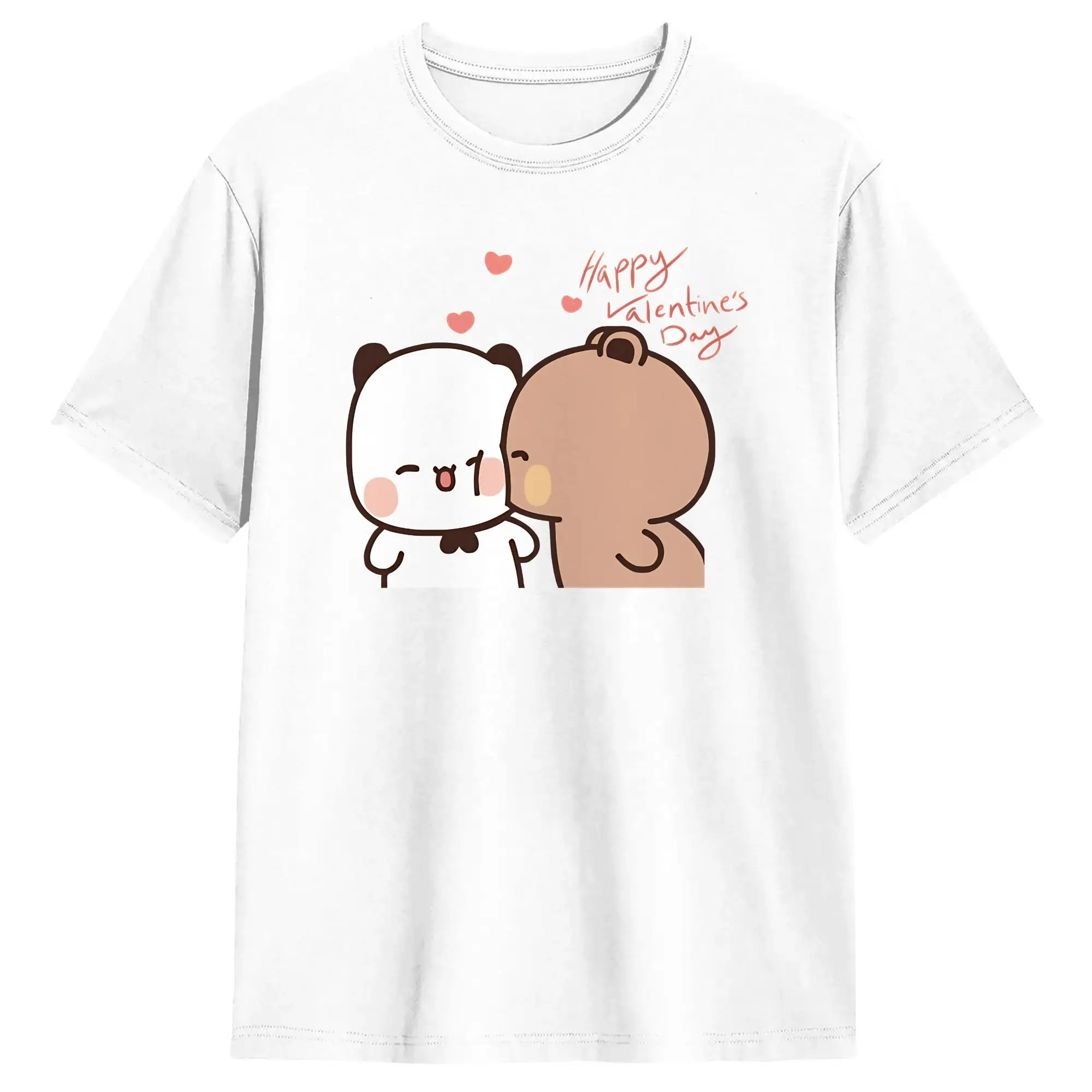 2026 Happy Valentine My Love BuBu Panda From DuDu Cotton T-Shirt for Adult Summer Y2K T Shirts O Neck Novelty Tees Clothing