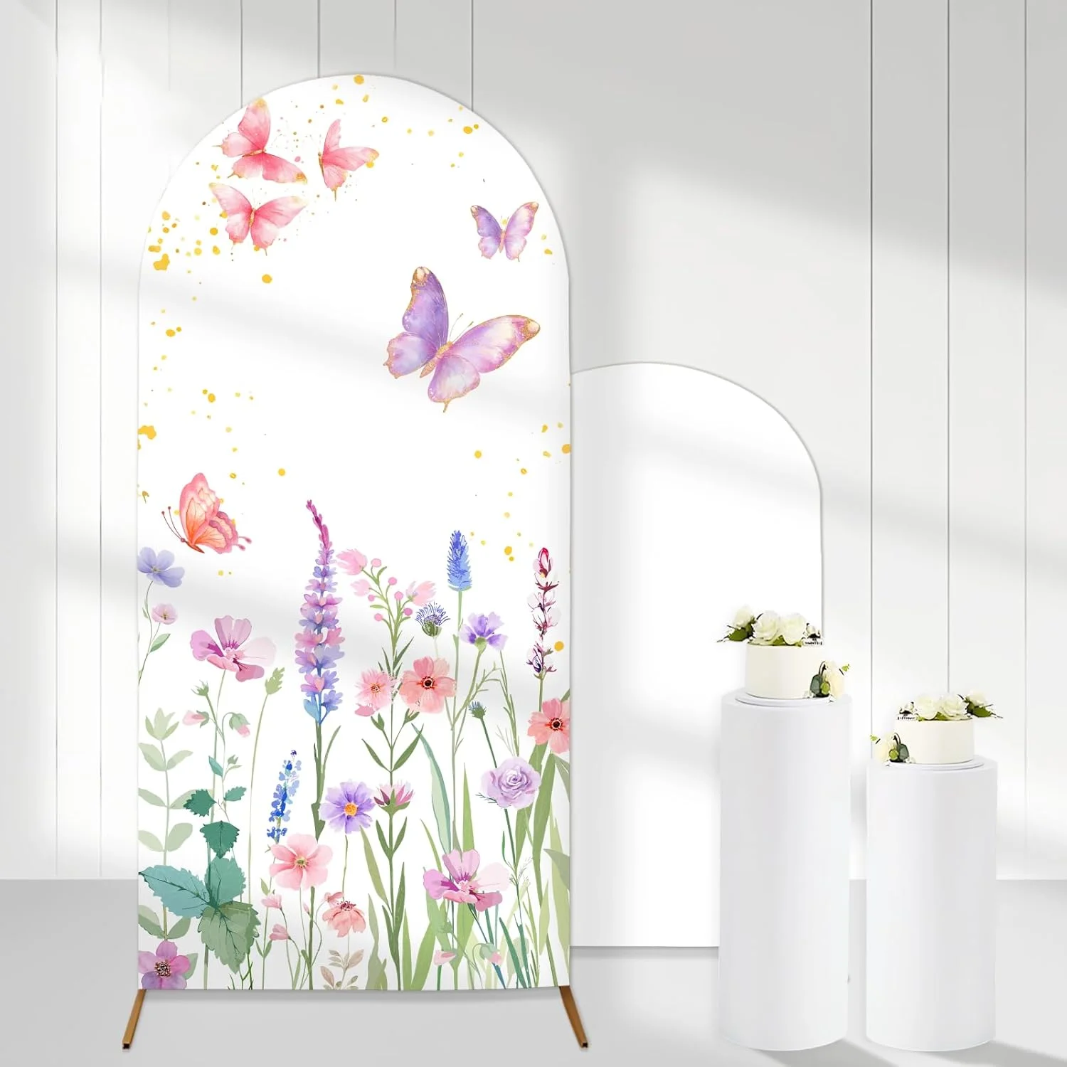 

Purple Butterfly Arch Backdrop Covers Stretchy Arch Backdrop Stand Cover Garden Floral Photography Background Arch Stand Cover