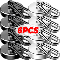 1/6PCS Carabiner Magnetic Hooks Strong Neodymium Magnet Hooks 360°Rotating Heavy Duty Kitchen Bathroom Hanging Magnetic Hooks