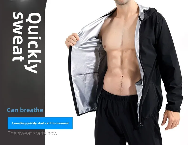 

Sweat suit men's jacket sports running fitness suit outdoor training sweat yoga suit zipper cardigan set