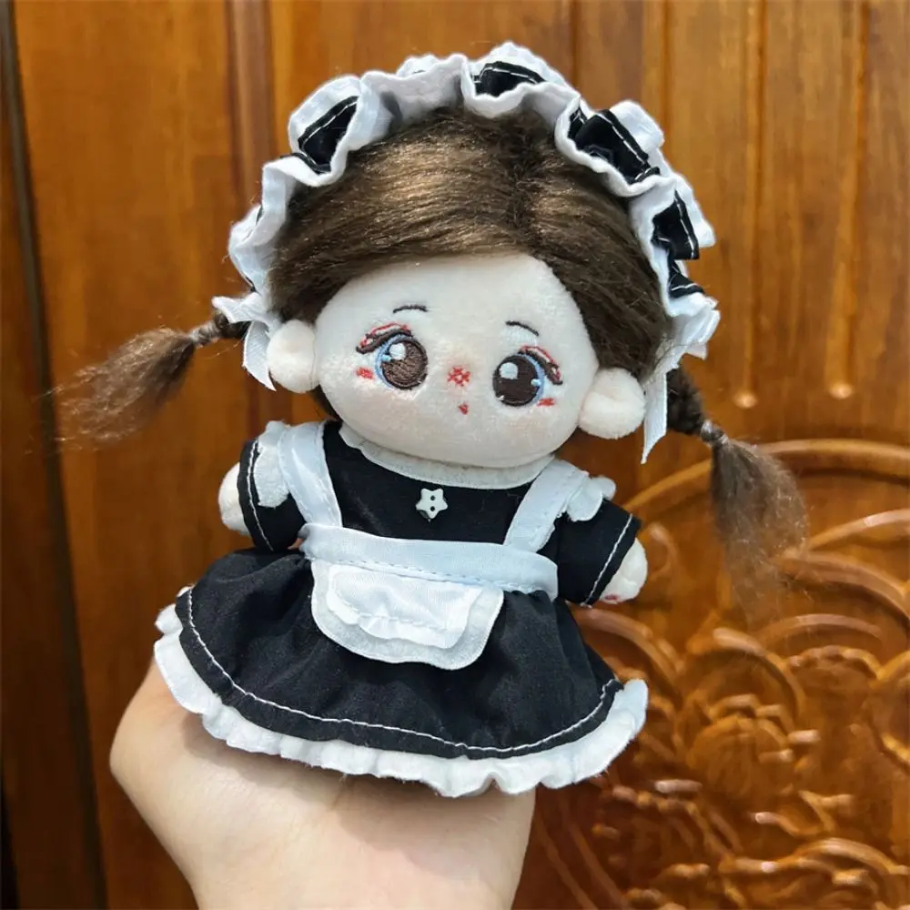 Maid Costume 10cm Doll Dress Retro Camellia Plush Dolls Cartoon Skirt Miniature Multicolor Cotton Dolls Halter Dress