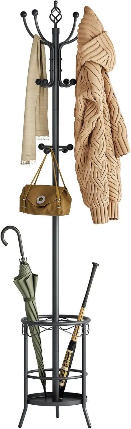 Coat Rack Stand with Umbrella Holder, Entryway Coat Hanger, for Living Room, Bedroom, Office