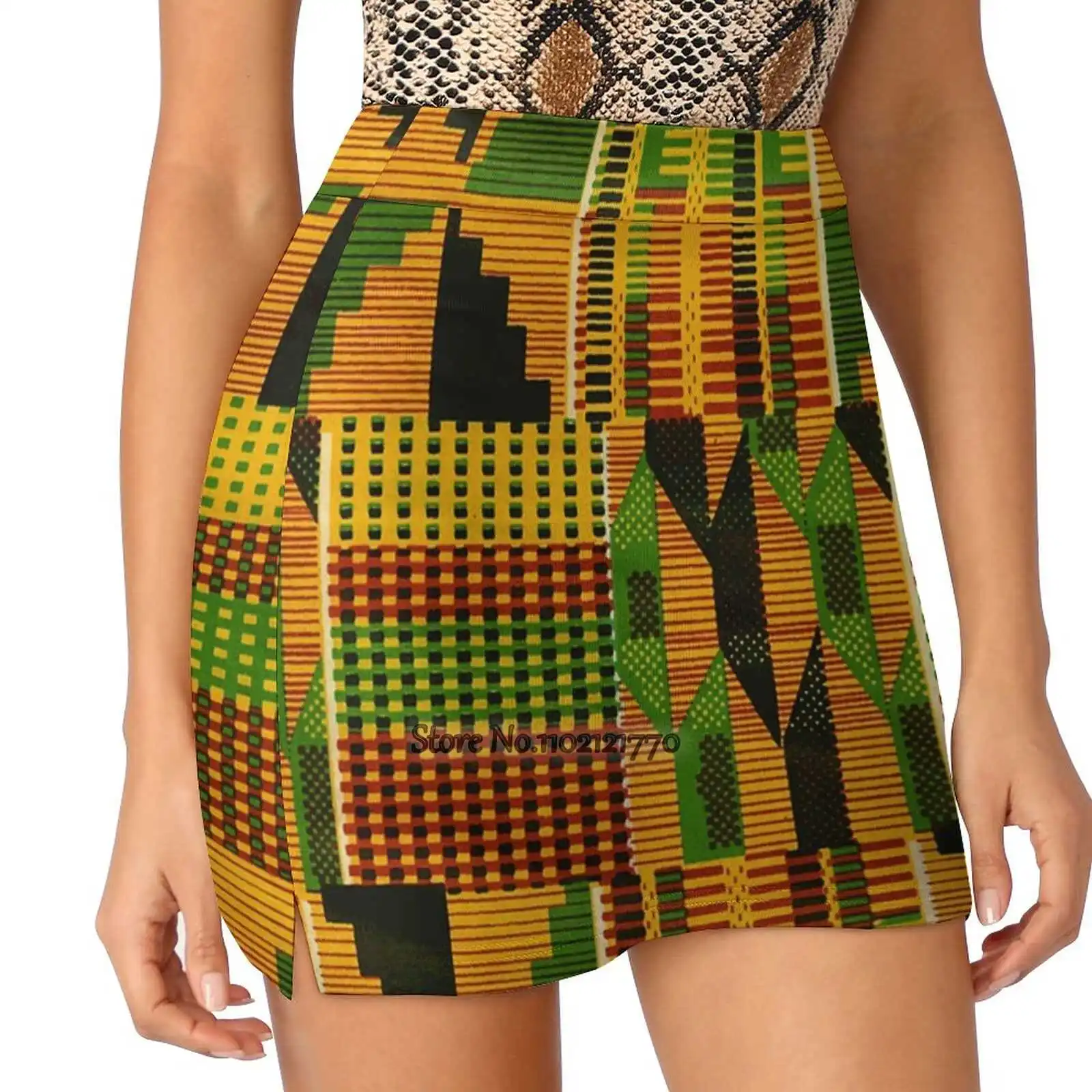 Kente Cloth Design Edition Women Tennis Skirts Golf Badminton Pantskirt Sports Phone Pocket Skort African African African