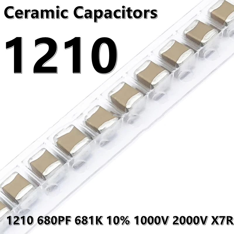 Condensador cerámico 1210 680PF 681K 10% 1000V 2000V X7R 3225 SMD, 10 piezas