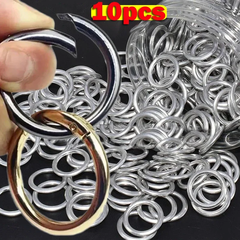 10Pcs Metal O Ring Spring Clasps Openable Round Carabiner Keychain Bag Clips Hook Dog Chain Buckles Connector for DIY Jewelry