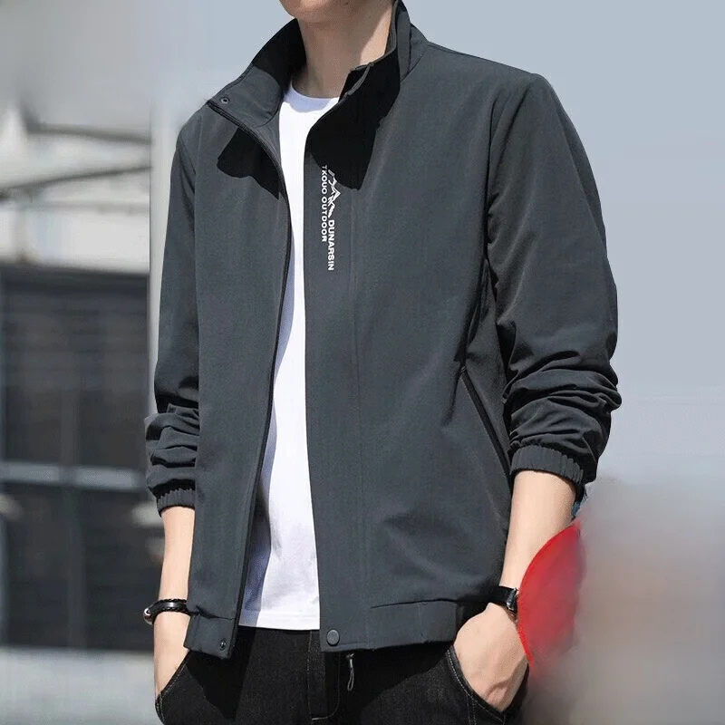 

Casual Men's Stand Collar Jaet Spring Autumn Polyester Fabric Hooded Versatile Windbreaker Faionable Urban Sle Zipper C...