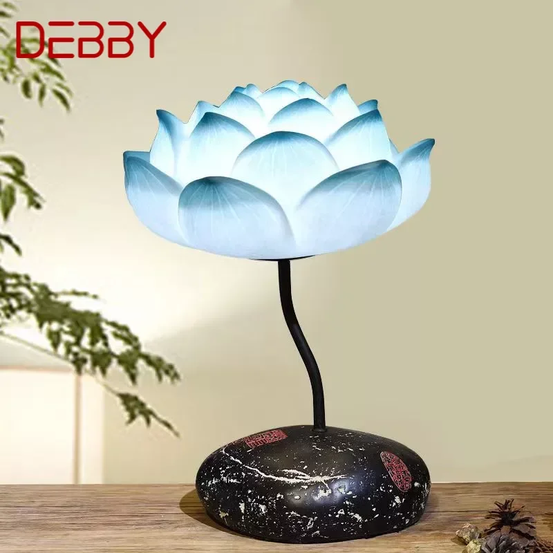 

DEBBY Contemporary Lotus Table Lamp Chinese Style Living Room Bedroom Tea Room Study Art Decorative Light