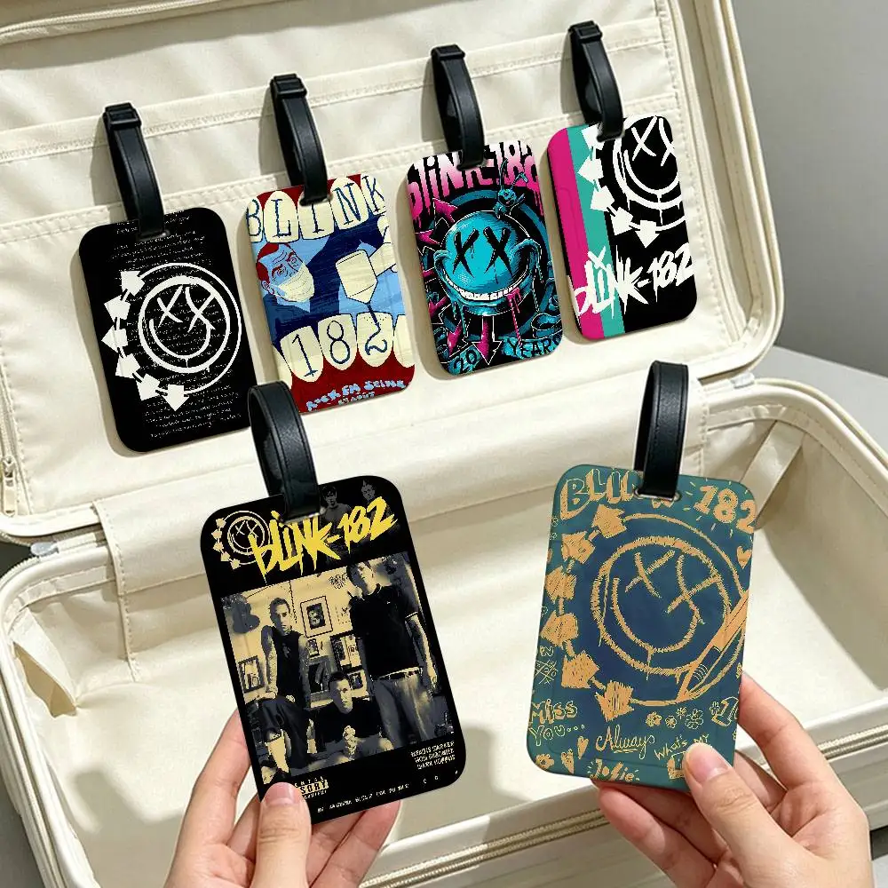 Rock Band B-Blink 182 PVC Waterproof Luggage Tag Anti lost Information Card Cover For Student Bag Travel Suitcase