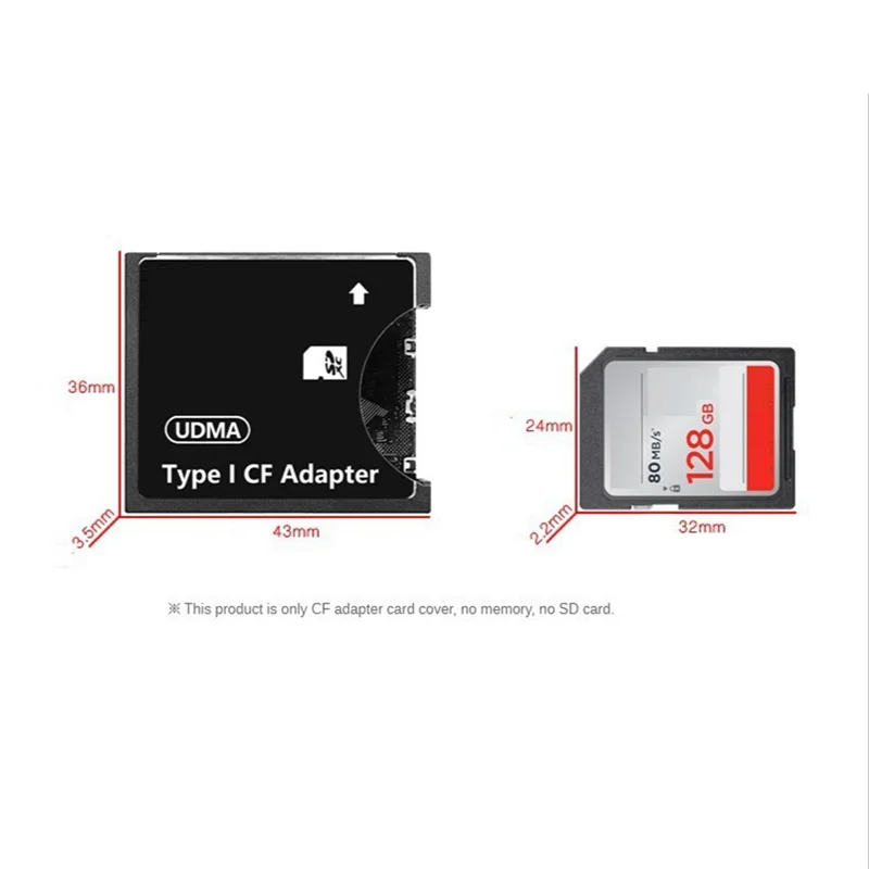 Adaptador sd para cf tipo i, suporte para cartão sd sdhc sdxc mmc para flash compacto padrão tipo i, conversor de leitor de cartão