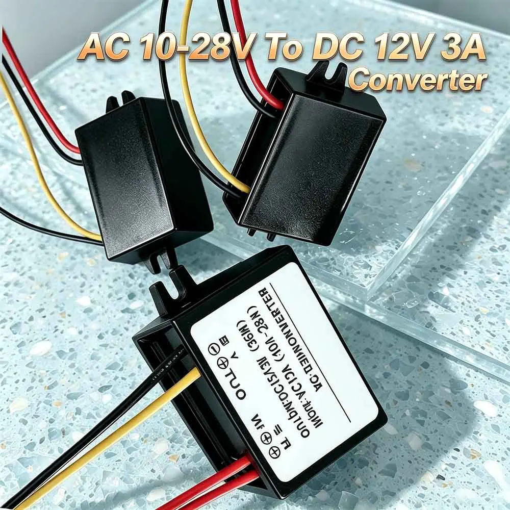 AC/DC Rectifier 10-28V To 12V 3A IP67 Waterproof Converter Suitable For Vehicle Screen Surveillance Camera Water Pump Motor