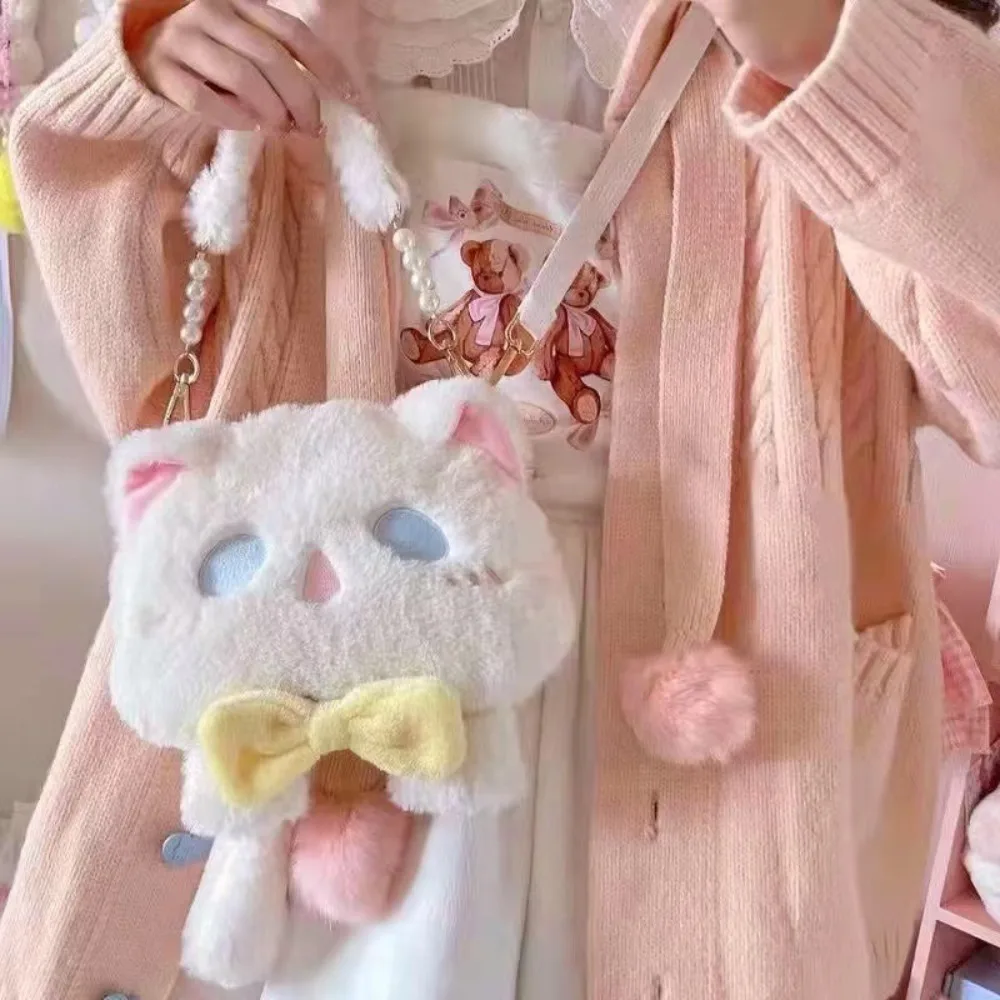 Women Cute Cat Shoulder Bag 2022 Girl Lolita Plush Doll Bag Lady Cartoon Handbag