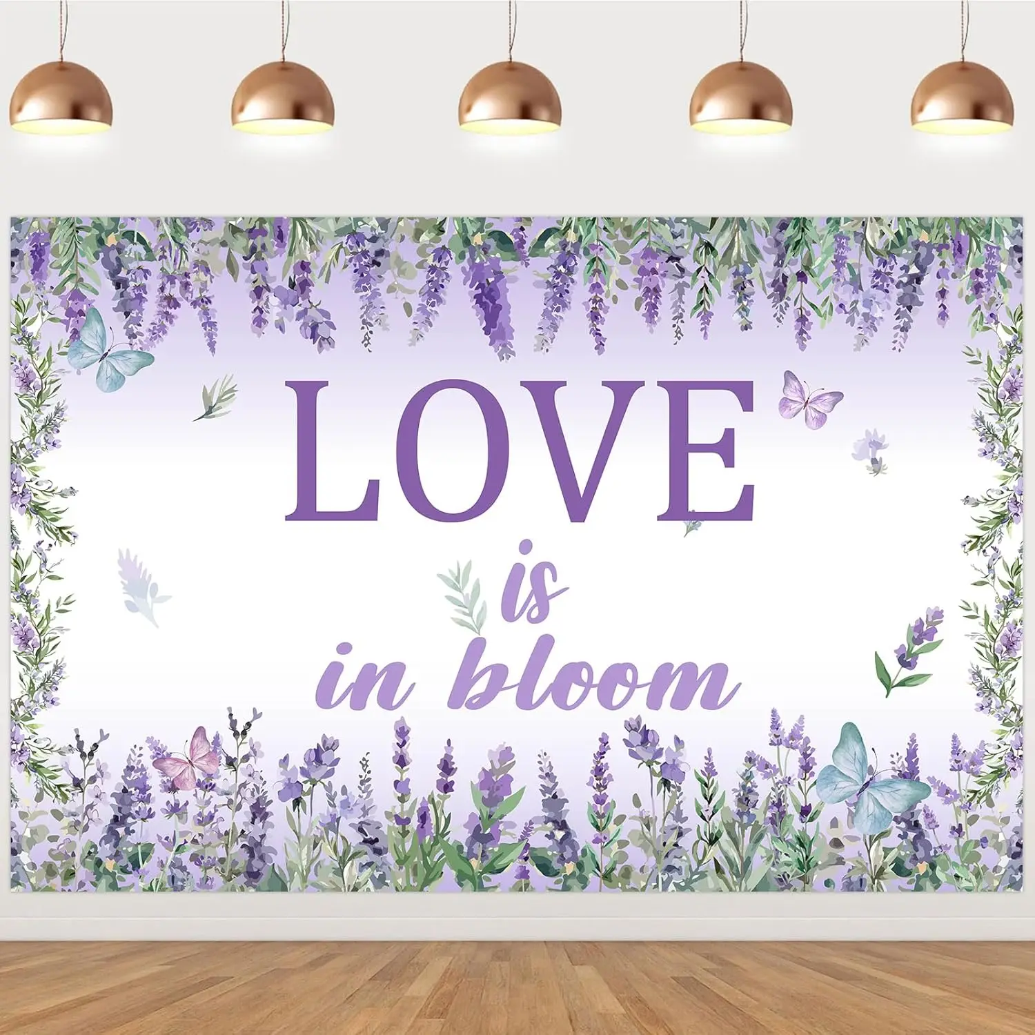 

3x5ft Lavender Theme Love Is in Bloom Bridal Shower Backdrop Purple Floral Photography Props Wedding Engagement Decor Supplies