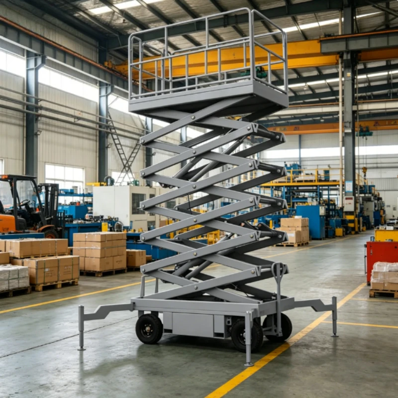 Mobile Scissor Lift Automatic Auxiliary Walking Battery AC/DC Power High Load Capacity 5-Year Warranty 1050mm Lifting/Lowering