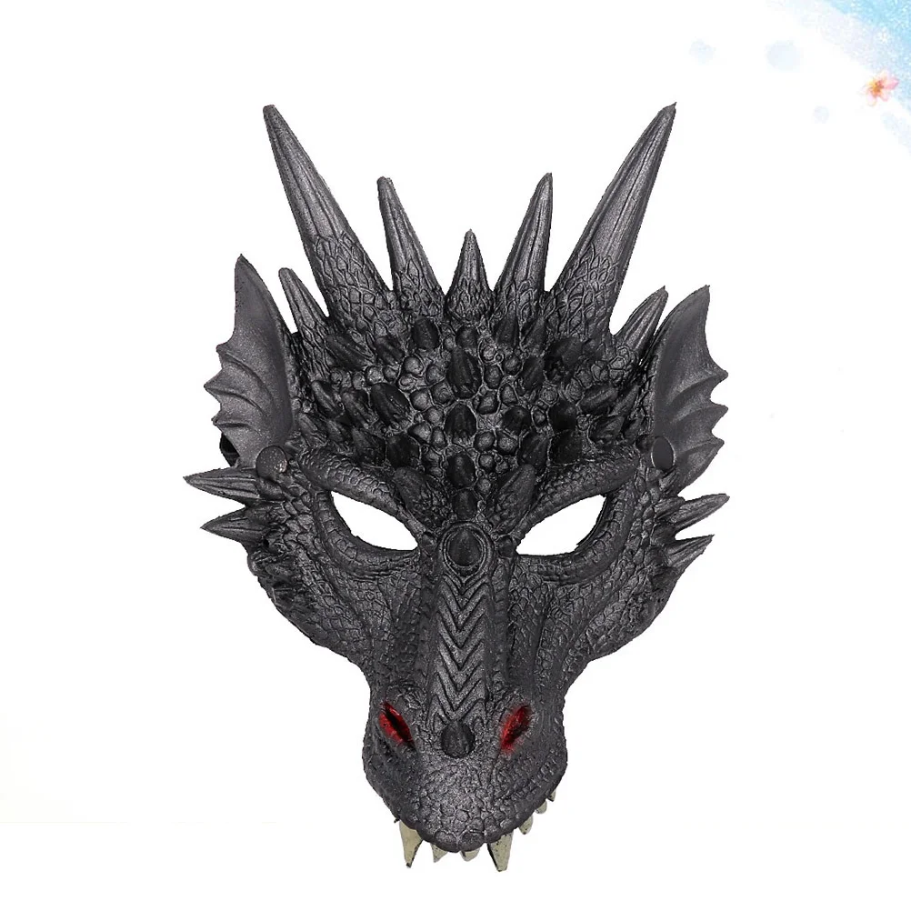 1PC Dragon Mask Costume Prop Mask Dress-up Accessory for Halloween Masquerade Cosply Costume Party Carnival Performance Black