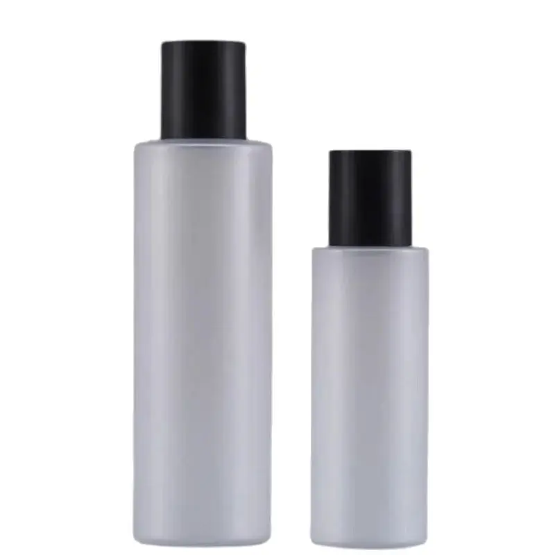 

10pcs Toner Bottle Matte Black Screw Cap 100ml 200ml Makeup Serum Essence Liquid Cylinder Frost PET Plastic Lotion Cream Bottles