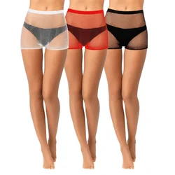 Shengrenmei-Shorts résille taille haute pour femmes, collants de motard, collants transparents en maille, sous-vêtements élastiques respirants, 3 pièces