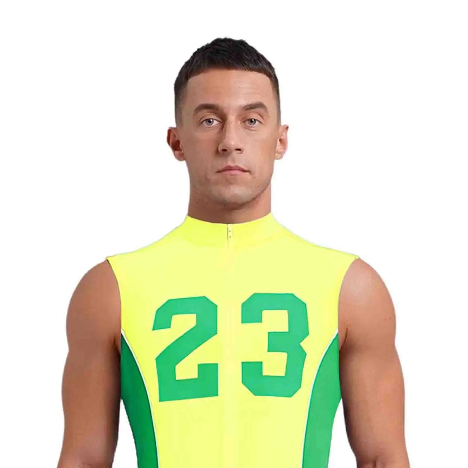 

Men Wrestling Singlet Workout Outfits Summer Sleeveless High Cut Bodysuits for Swimming Running Workout Showing Muscle Outfits