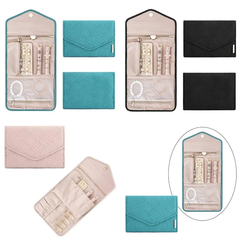 

J78F Портативная рулонная бархатная сумка для хранения ювелирных изделий из искусственной кожи, складная дорожная сумка для