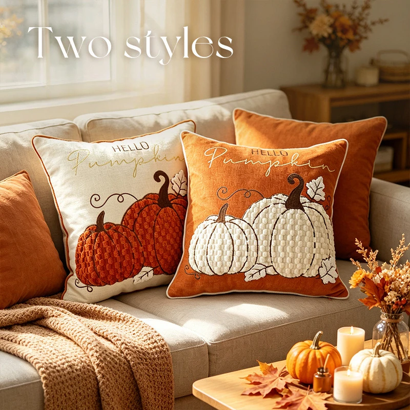 30X50/45X45CM Autumn Pumpkin Throw Pillow Cover Retro Festival Stamping Waist Cushion Cover Decor Home Decorative Pillowcase