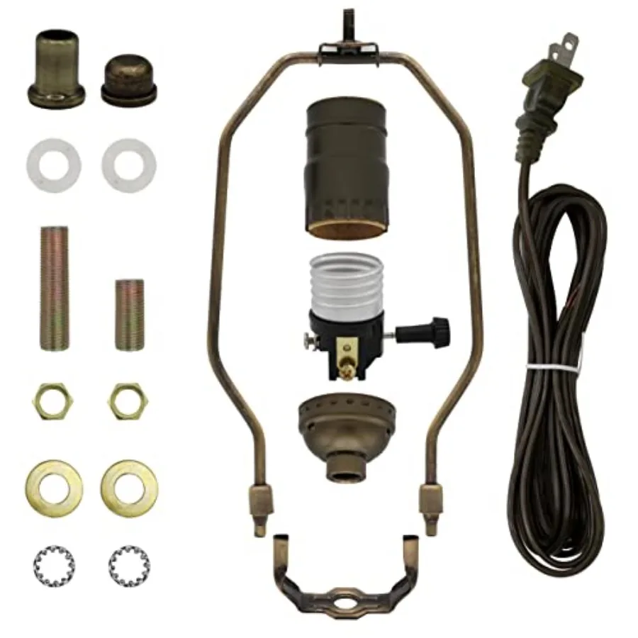 Floor Lamp Making Kit - Repair or Rewire Lamps with All Premium Essential Parts, 10 Inch Harp and Extra Long 12 Feet Cord Inclu
