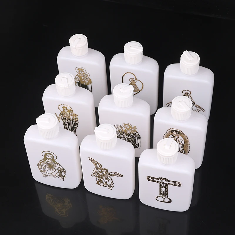 100ml Holy Water Empty Containers with Gold Cross Holy Water Bottles with Screw Lid Plastic Holy Water Container