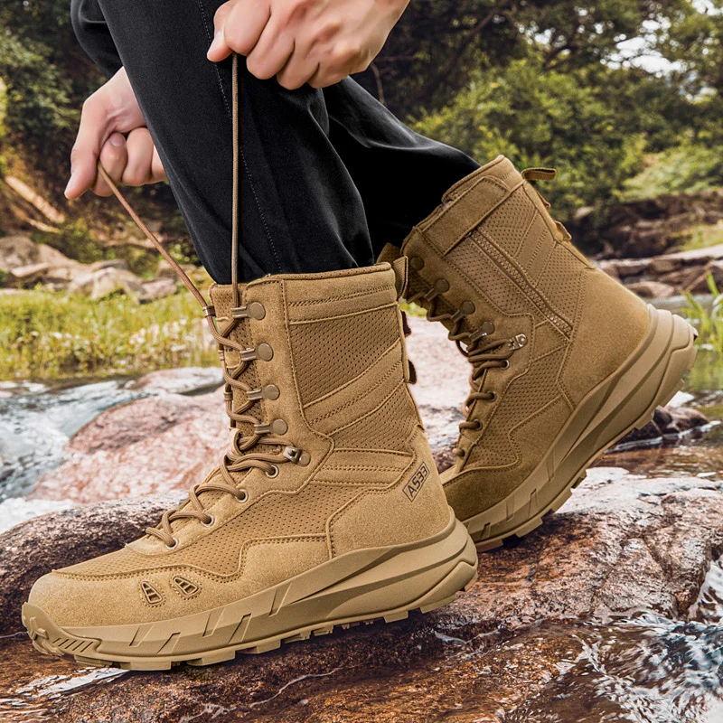Men Boots Desert Tactical Boots High Top Outdoor Hiking Shoes Ankle Work Safty Sneakers Climbing shoes