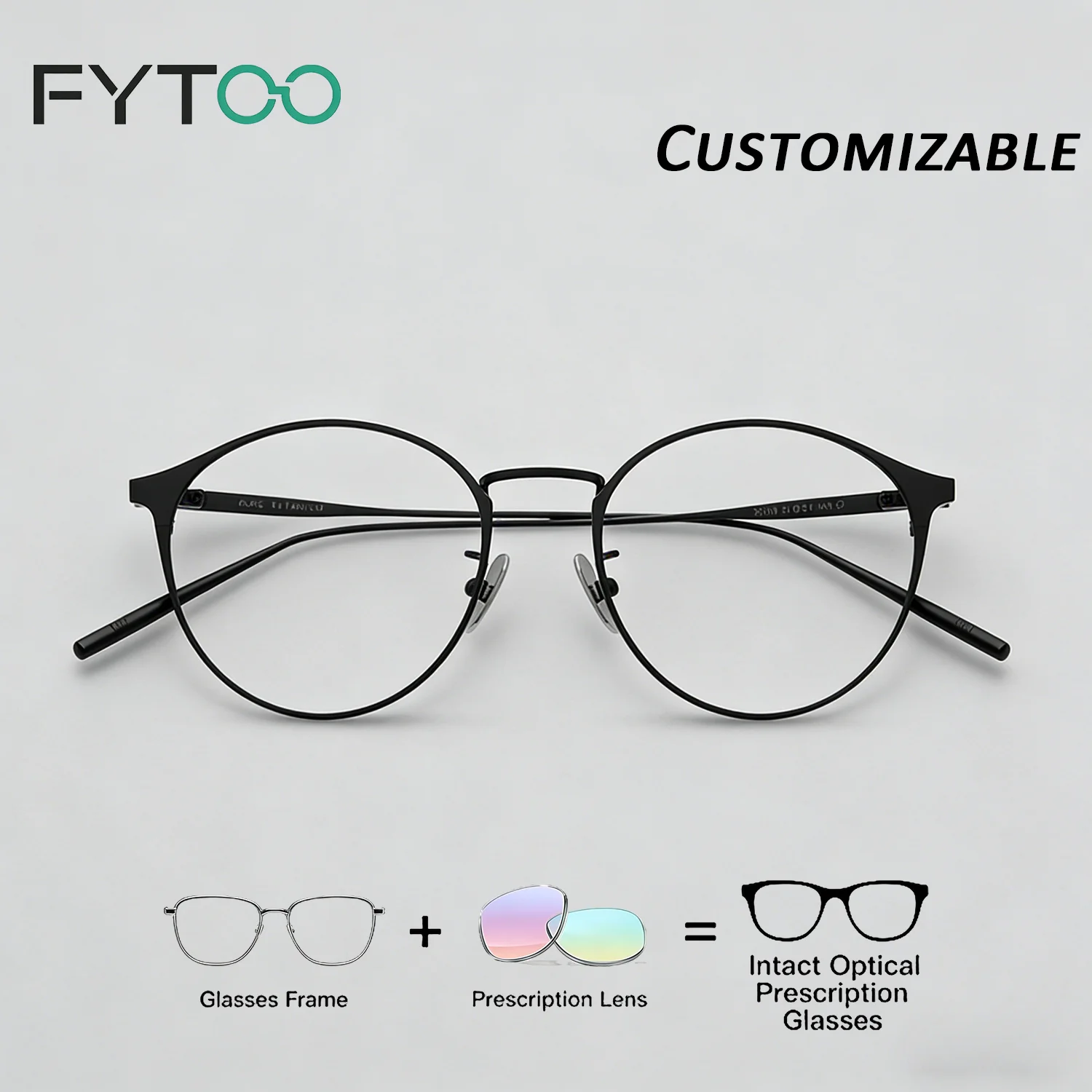 FYTOO Ultra Light Titanium Frame Optical Lenses With Recipe Women's Grade Glasses Men's Glasses Pure Titanium Glasses30019