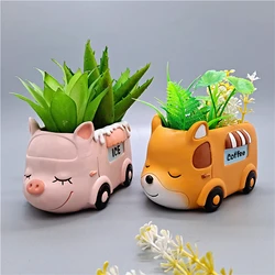 Piggy Cart Flower Pot Silicone Mold Resin Gypsum Candle Concrete Crystal Dropper Mold DIY Handmade Crafts
