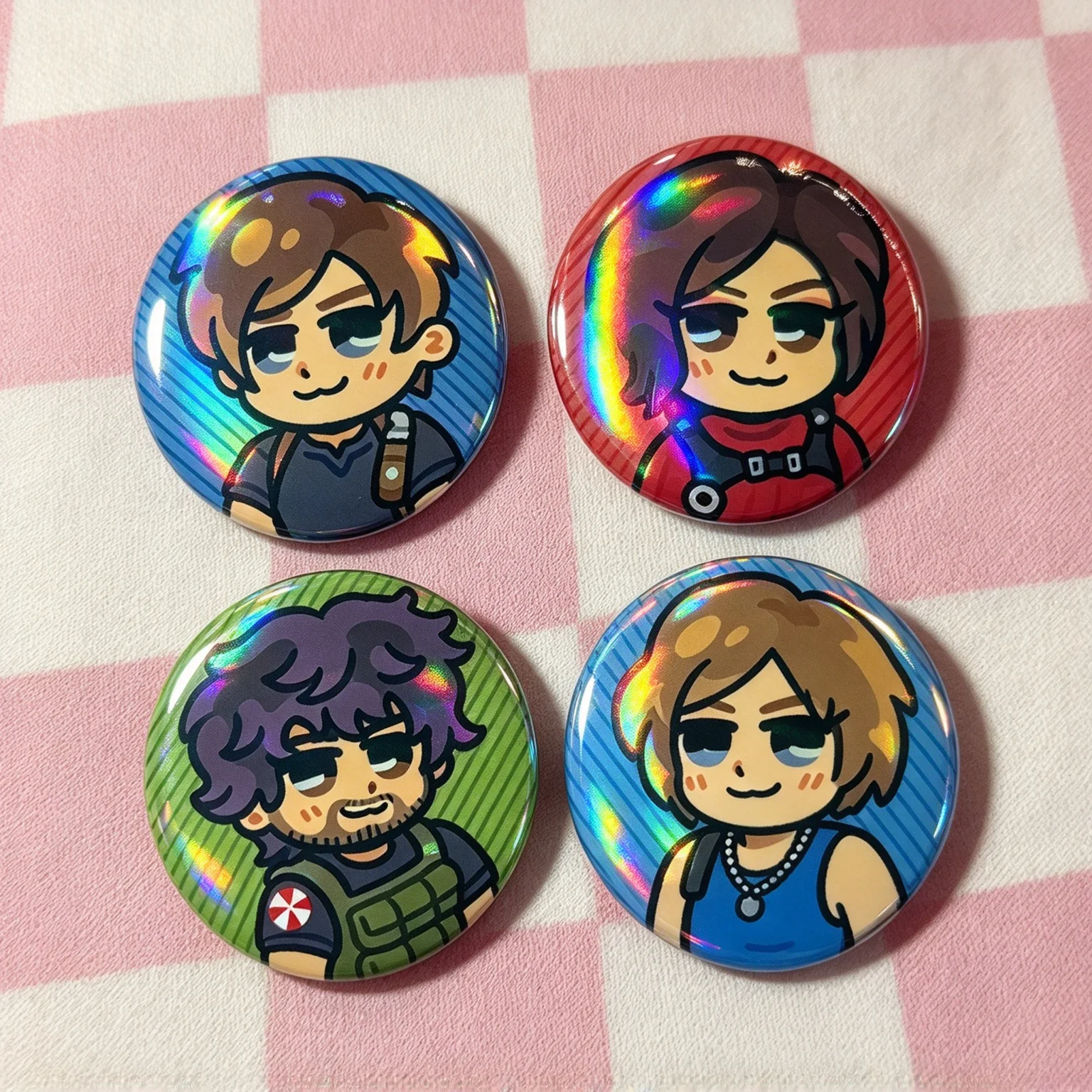 Resident Evil Mini Buttons Leon Ada Jill Carlo Character Lapel Pins Horror Game Cosplay Badges Backpack Jacket Decor Fans Gifts