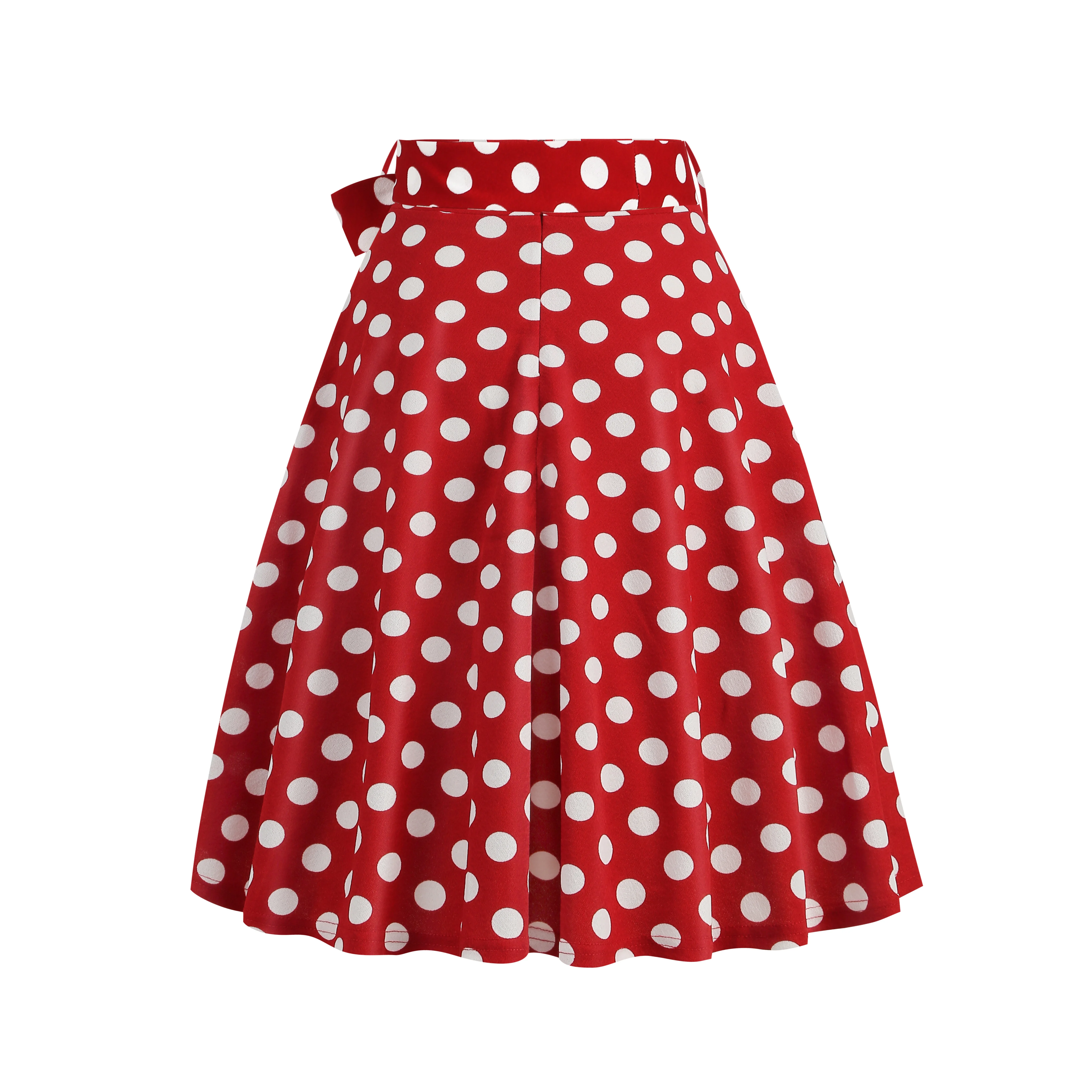 تنورة نسائية ريترو بولكا دوت زهرية على شكل حرف A مع حزام وتنورة مطبوعة، متعددة الاستخدامات