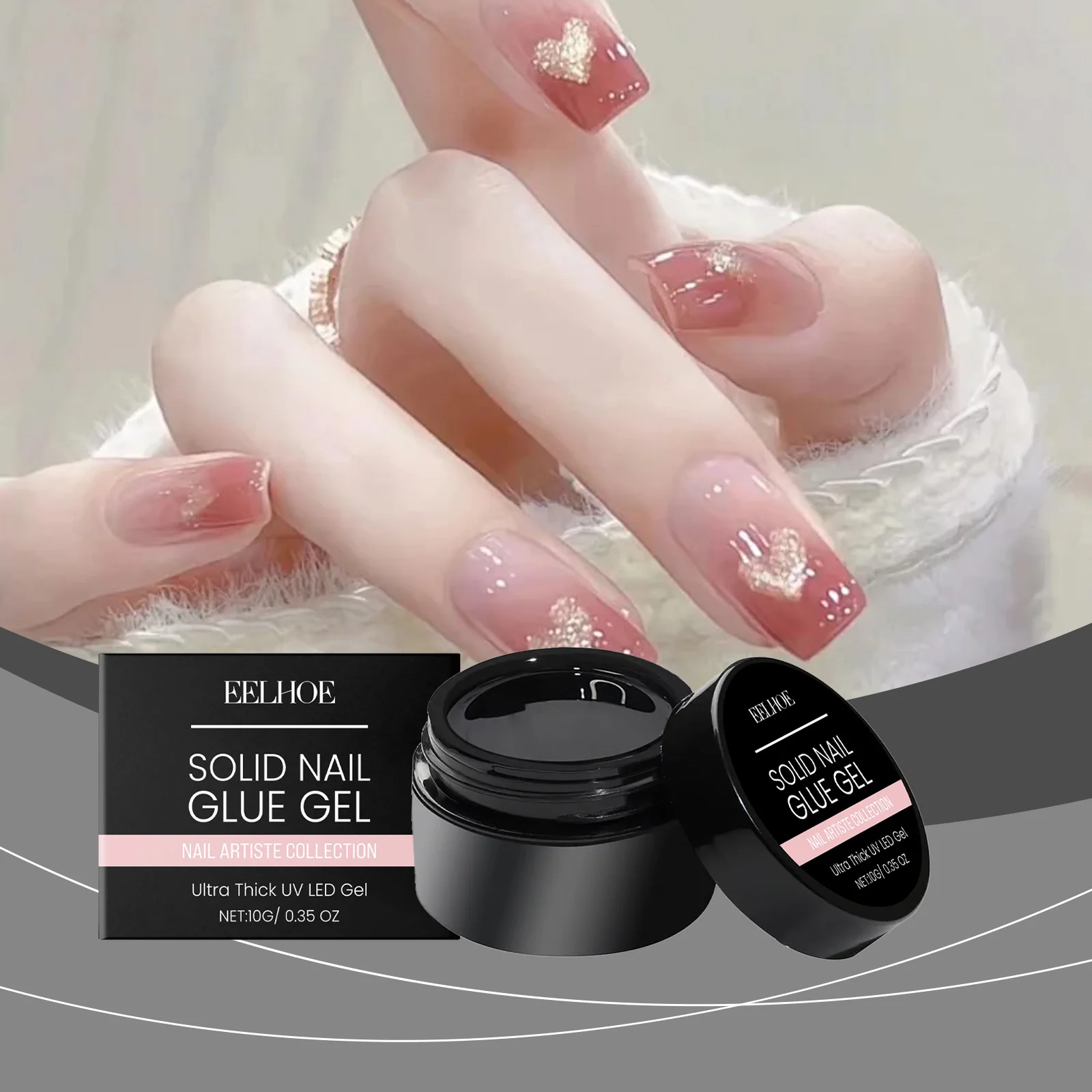 Solid Nail Glue Gel - เจล UV/LED ระดับมืออาชีพสําหรับการต่อเล็บและการซ่อมแซมที่แข็งแกร่ง - 10g/0.35oz - Nail Artiste Collection