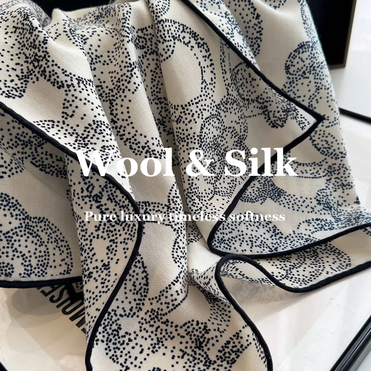 

2026 82% Wool 18% Real Silk Scarf Wrap Luxury Fashion Hijab Women Shawl Gift Headband 62cm Square Scarves Neckerchief Kerchief