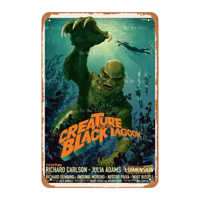 Creature From The Black Lagoon Movie Poster Retro Metal Sign Vintage Tin Sign For Bar Man Cave Cafe Office Home Wall Decor Merch