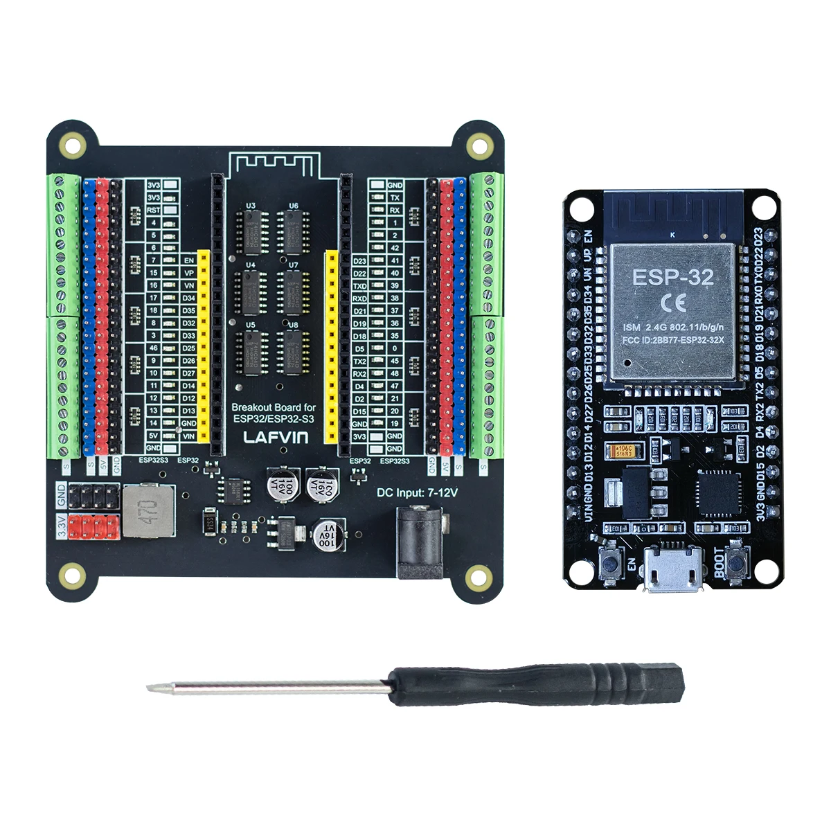 ESP32 Breakout Board – Uitbreidingskaart Voor ESP32 / ESP32-S3 WROVER WROOM, DevKitC En NodeMCU, Met GPIO Status LED, 5V En 3,3V Aansluitingen, 44-pins 4 miniatura