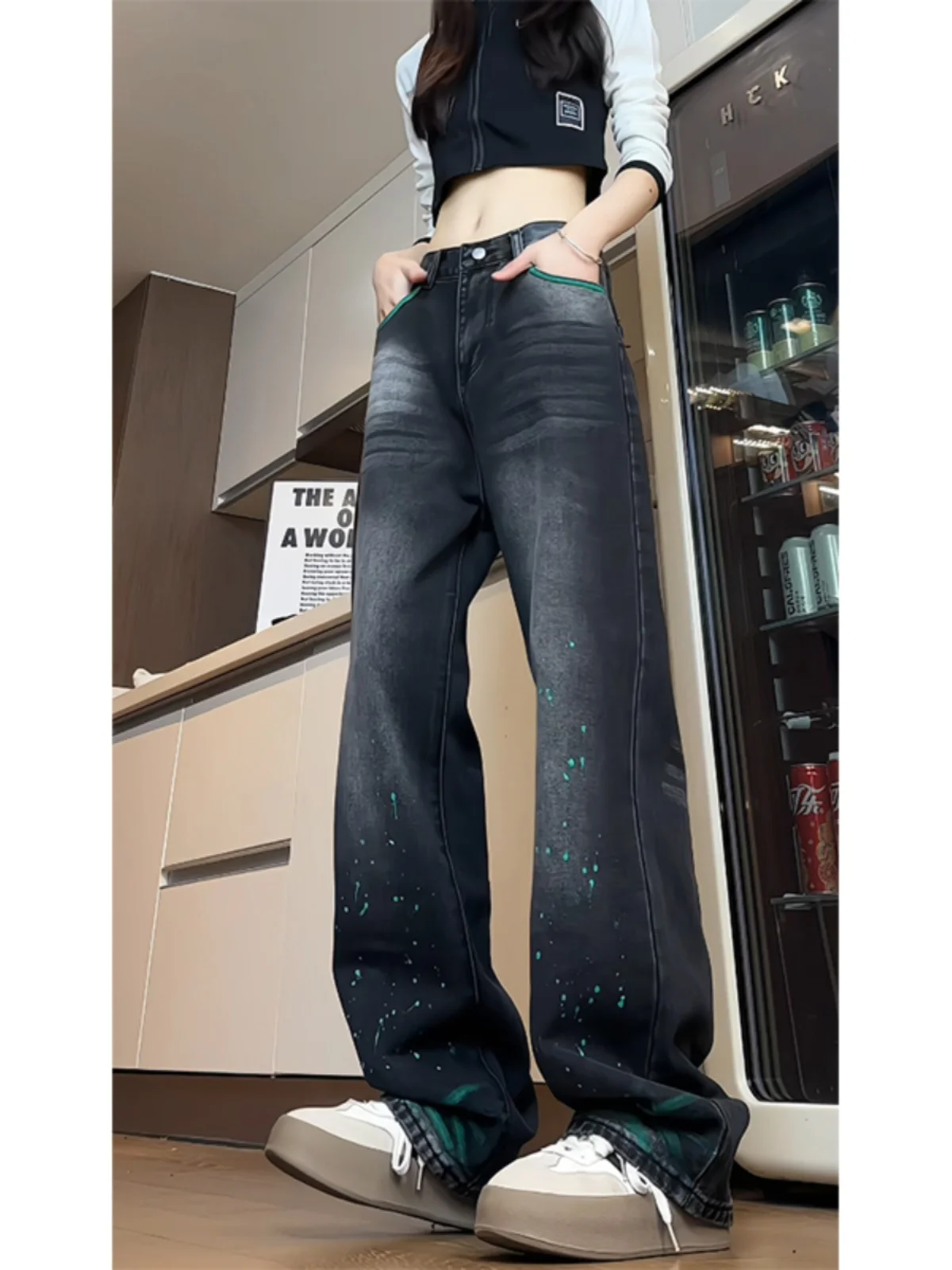 

Мужские джинсы Slim Fit в стиле хип-хоп, весенне-осенние, с волнообразным узором, прямые, молодежные, модные, уличные, повседневные