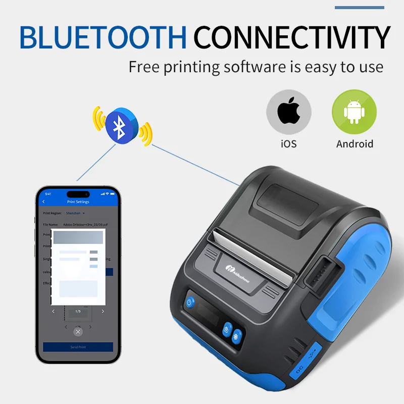 

MHT-P29L Mini Wireless Handheld Portable Thermal Printer Label Machine Blue Tooth And USB 80mm Mobile Receipt Printer Peripage