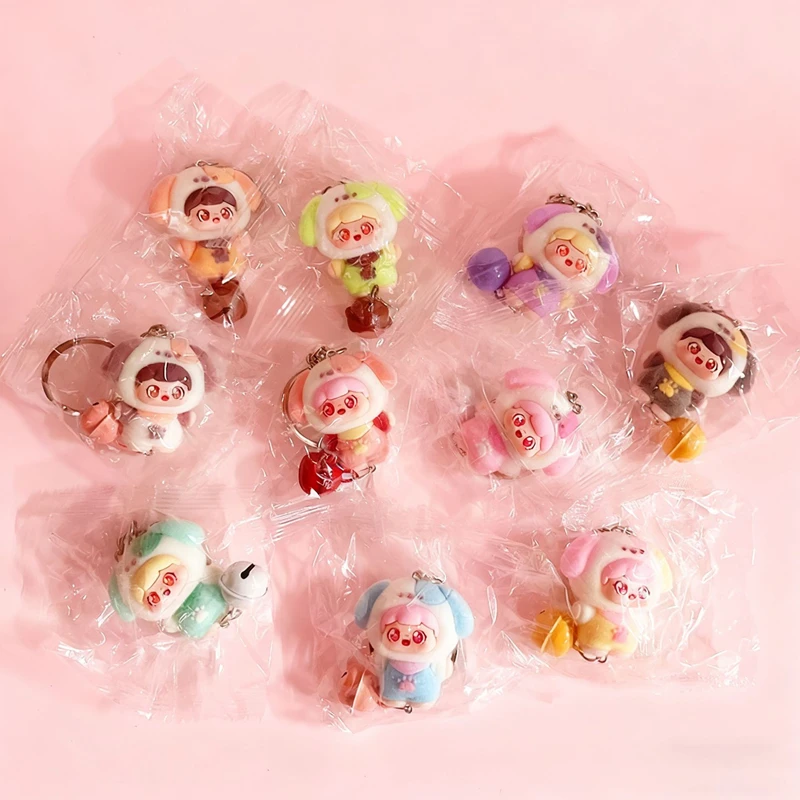 

Милый мультяшный костюм куклы из флока, десертная шляпа, интернет-знаменитость, самый популярный милый брелок для куклы из смолы «сделай сам», маленькое украшение