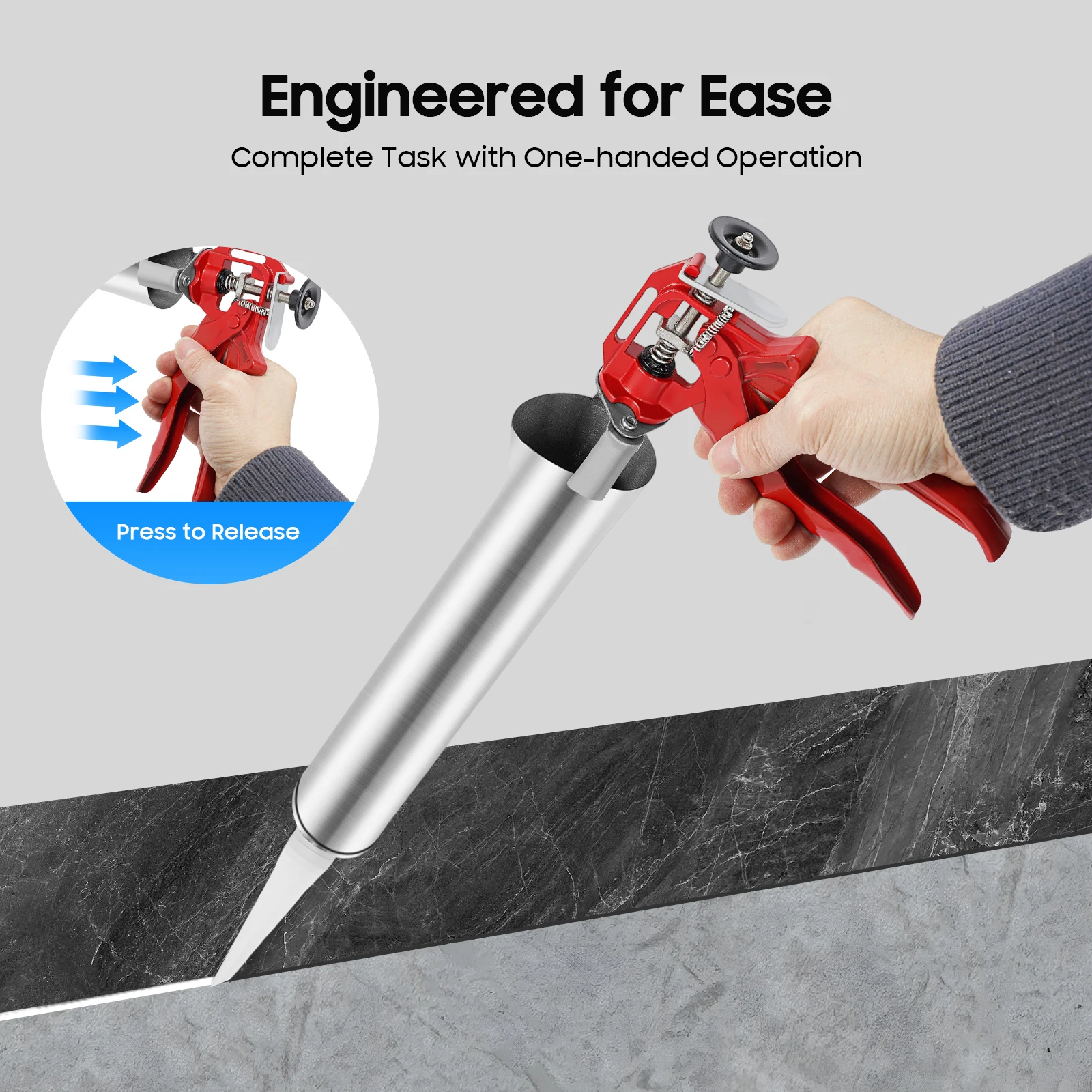 

Grouting Gun Injector Stainless Steel Caulk Gun Mortar Pointing Tool with Impact Resistant Plastic for Long Lasting Use