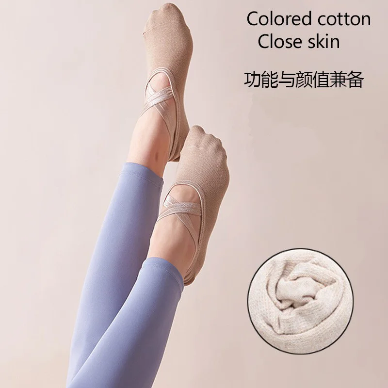 Yoga dance indoor sports silicone anti slip cross strap round head breathable elastic sports socks