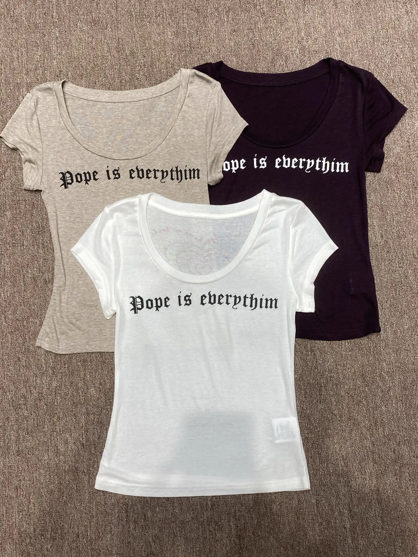 

Lightweight Breathable round Neck Letter Print Short Sleeve T-Shirt Stylish Versatile Anti-Aging Sweet Daily Commute T-Shirt