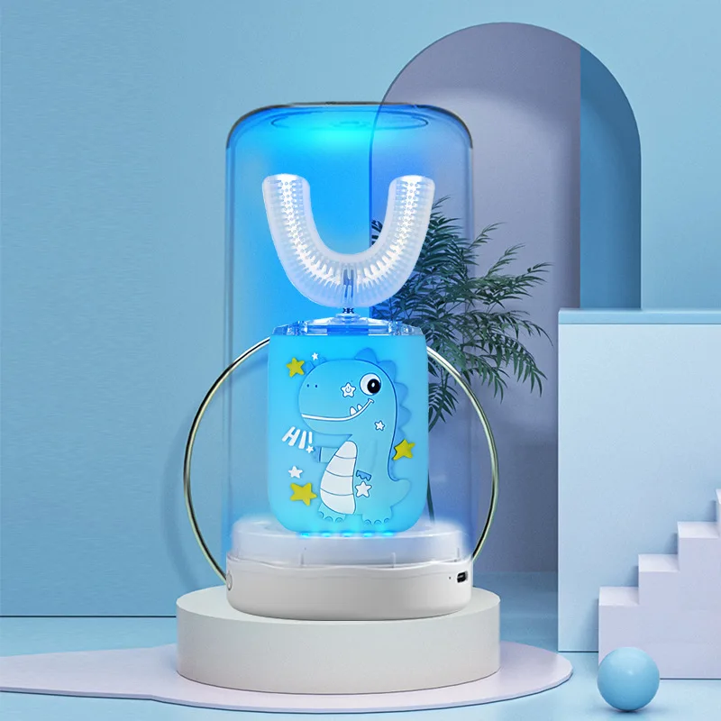 

U Shaped Children's Electric Sonic Toothbrush Cartoon for Kids 360Degree Automatic Toothbrush USB Charger Smart Timer Blue Light