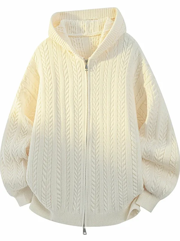 

Мужской вязаный кардиган Cleanfit с двойной молнией и капюшоном, осенний, модный, повседневный, свободного кроя, фактурный трикотаж